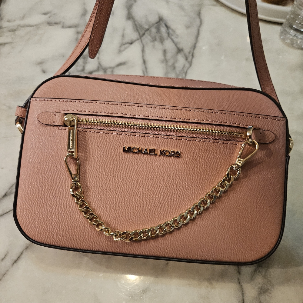 Michael Kors Pink Crossbody Bag with Gold Chain